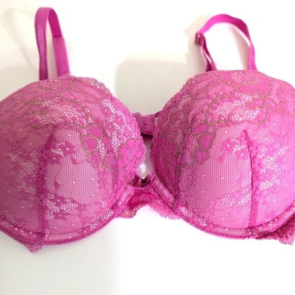 Like New Victoria's Secret Dream Angels Push-Up Lace Pink Bra 36C - Picture 2 of 6